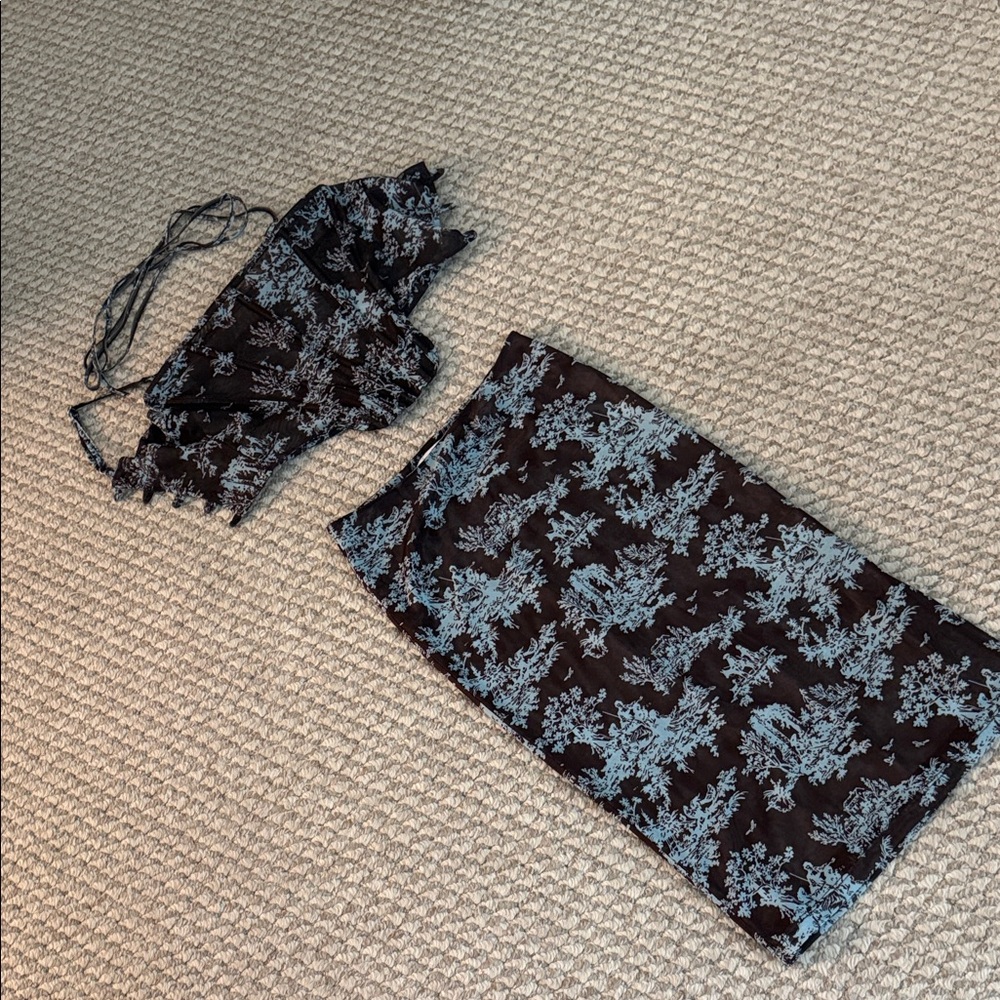 Miaou Black and Blue Patterned Top